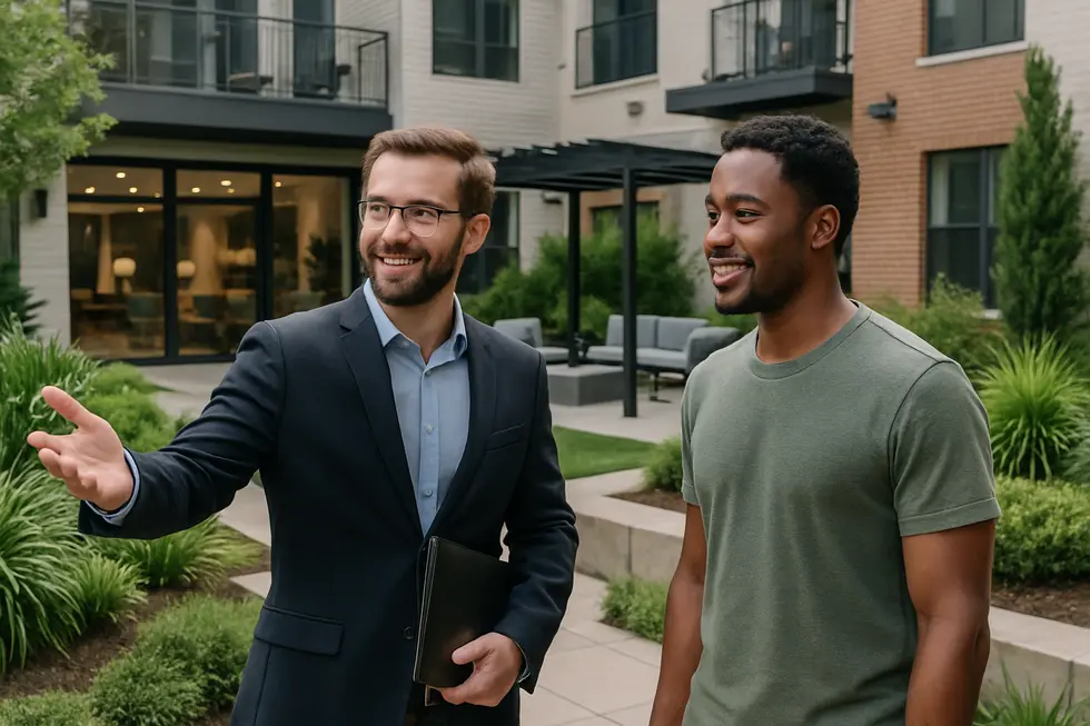 Property manager discussing rent adjustments transparently with a tenant in Houston.